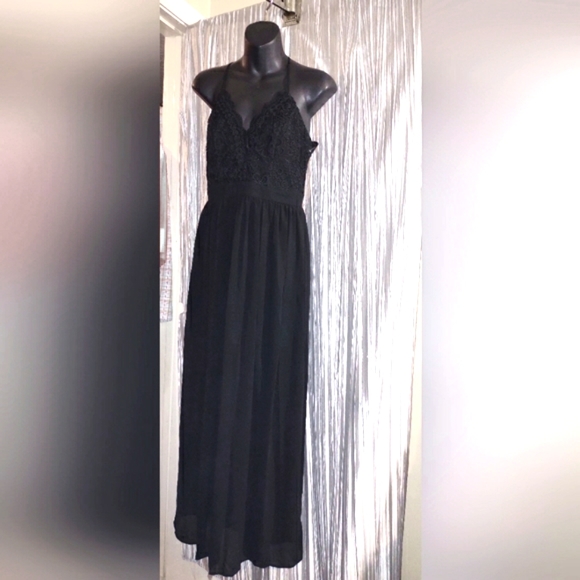 Lace front maxi dress sheer slits to knee sundress New with tags medium - Picture 2 of 16